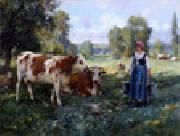 unknow artist Cow and Woman oil painting picture wholesale